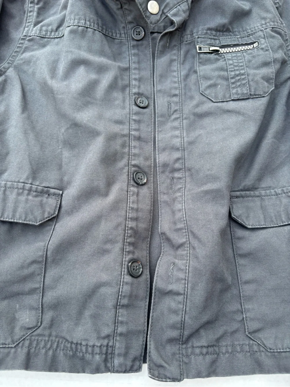 Kids Casual Stand-Collar Raincoat in Dark Gray